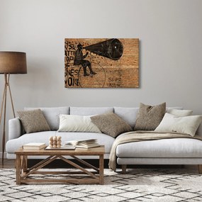 Obraz - Muž na bicykli v Banksyho štýle (90x60 cm)