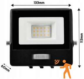 BERGE LED reflektor MASTER - 10W - IP65 - PIR - neutrálna biela