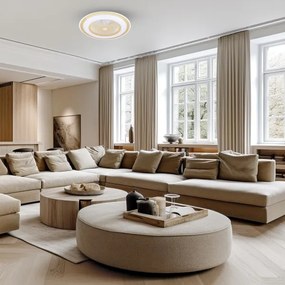 LED Stmievateľné stropné svietidlo s ventilátorom ZEPHYR LED/48W/230V zlatá + DO