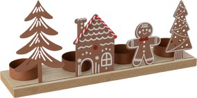 Kovový svícen Camel s motivem perníčku hnědý – 27*6,5*13 cm