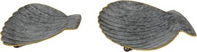 2ks plechové dekoračné tácky v tvare mušle - 30*24*6 / 26*20*5 cm