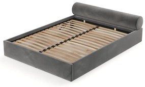 Tmavosivá čalúnená dvojlôžková posteľ s úložným priestorom s roštom 200x200 cm Solvo – Maison de Rêve