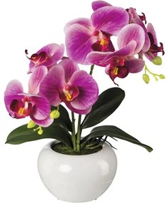 Umelá orchidea phalaenopsis v keramickom kvetináči 35 cm Real Touch fuksiová