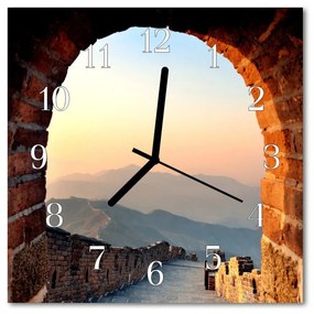 Nástenné sklenené hodiny Veľký čínsky múr 30x30 cm