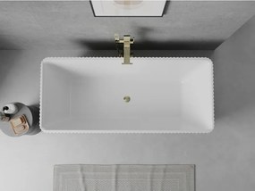 Mexen Nila, voľne stojaca ryhovaná vaňa 170 x 75 cm, biela-čierna, zlatý lesklý prepad, 52841708075-50