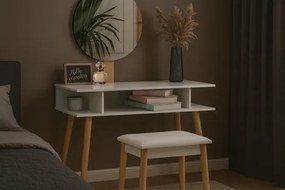 Toaletný stolík SKANDIA so zrkadlom a taburetkou PHO5803