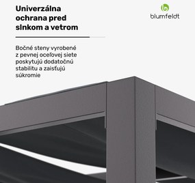 Blumfeldt Shade Cove GreenWall, pergola, 3 x 3 m, bočné steny, práškovo lakovaná farba, odolná voči poveternostným vplyvom