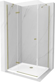 Mexen Roma, sprchovací kút 90 (dvere) x 80 (stena) cm, 6mm číre sklo, zlatý profil + slim sprchová vanička 5cm, 854-090-080-50-00-4010