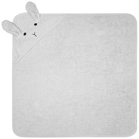 Sivá bavlnená detská osuška s kapucňou 76x76 cm Rabbit – Kindsgut