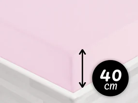 Jersey napínacie prestieradlo na extra vysoký matrac JR-032 Púdrovo ružová 160 x 200 - výška 40 cm