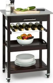 Klarstein Vermont, servírovací vozík, kuchynský vozík, 5 poschodí, drevo, ušľachtilá oceľ, mobilný