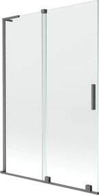 Mexen Velar L, 2-krídlová posuvná vaňová zástena 120 x 150 cm, 8mm číre sklo, grafitová matná, 896-120-003-01-95