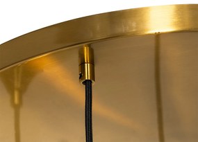 Art Deco závesné svietidlo mosadz s modrým sklom okrúhle 7-svetlo - Sandra