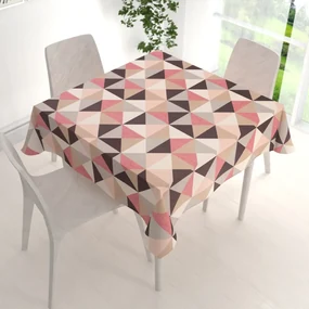 Biante Zamatový štvorcový obrus Tamara TMR-048 Ružovo-hnedo-sivé trojuholníky 70x70 cm