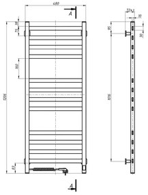 Kúpeľňový rebríkový radiátor s termostatom AVANGARD 459W/230V 120,6 cm IP44 biely ľavý
