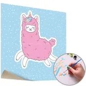 Maľovanie podľa čísel RUŽOVÁ LAMA JEDNOROŽEC – nízka náročnosť 50x50