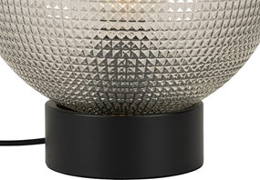 Dizajnová stolná lampa čierna s dymovým sklom - Chico