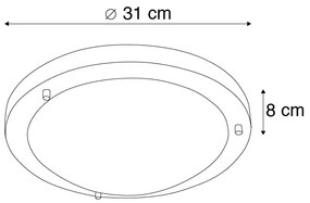 Inteligentné stropné svietidlo oceľ 31 cm vrátane WiFi A60 IP44 - Yuma