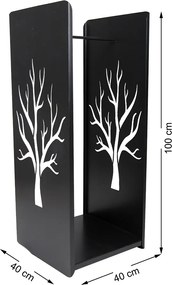 Kovový stojan na drevo Tree, 40x100 cm, čierna