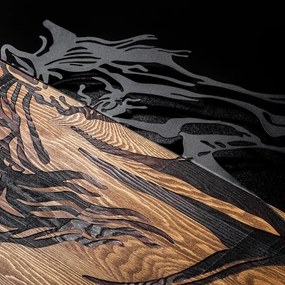 Nástenná dekorácia 48x58 cm kôň drevo/kov