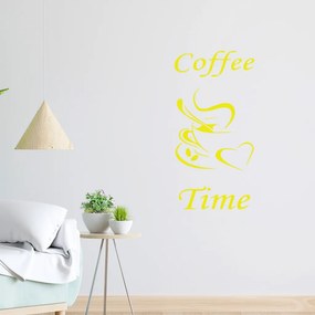Veselá Stena Samolepka Coffee time Farba: žltá, Veľkosť: 40 x 20 cm