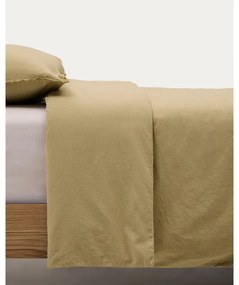 Žlté/zelené obliečky na jednolôžko/predĺžené z bavlneného perkálu 150x220 cm Sifinia – Kave Home