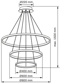 LED Luster na lanku LEA LED/60W/230V 4000K pr. 80 cm chróm