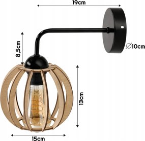 Nástenná lampa 1x E27 LOFT edison LED nástenné svietidlo nad zrkadlo, drevené