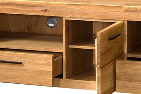 Televízny stolík Velvet II 25 161 cm z masívu s LED osvetlením dub prírodný