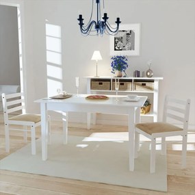 Jedálenské stoličky 2 ks, biele, kaučukový masív a zamat