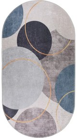 Modro-sivý umývateľný koberec 80x120 cm Oval – Vitaus