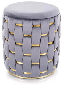 Taburet Tiara Velvet s úložným prostorem šedý/zlatý