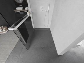 Mexen Kioto+ L, sprchová zástena Walk-In s poličkou a vešiakom 65 x 200 cm, 8mm číre sklo, biely profil, 800-065-123-20-00