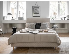 Béžová čalúnená dvojlôžková posteľ s roštom 160x200 cm Sleepy Luna – Miuform
