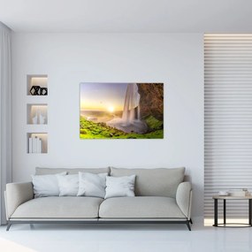 Obraz - Seljalandsfoss spoza vnútra jaskyne (90x60 cm)