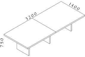 Konferenčný stôl Lineart 320 x 140 cm, brest svetlý