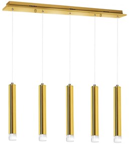 Závesné svietidlo Goldie, 5x zlaté kovové tienidlo, g
