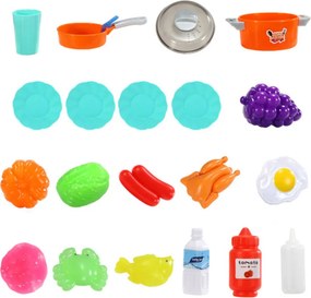 MULTISTORE Detská kuchynka pre deti 3+ s LED, zvukmi, vodou a generátorom pary + 42 doplnkov, modrá