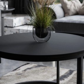 OKRÚHLY KONFERENČNÝ STOLÍK LEONARDO 2v1 ČIERNÝ MATNÝ + DUB WOTAN 50/70