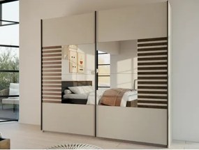 Šatníková skriňa so zrkadlom Barea, 226 cm, béžová/dub atlantic%