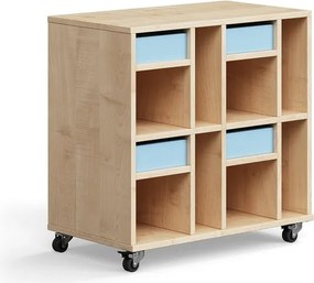 Úložná skriňa CASPER, 4 zásuvky, 8 priehradiek, breza, modrá
