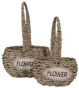 2ks pletený košík s ušami Flower - 20*16*11/28 / 16*12*9/23 cm