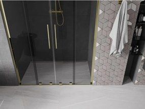 Mexen Velar L Duo, posuvné sprchové dvere do otvoru 150 cm, 8mm šedé sklo, zlatá lesklá, 871-150-003-42-50