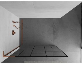 Mexen Kioto L, sprchová zástena Walk-In 110 x 200 cm, 8mm číre sklo čierny vzor, ružové zlato profil, 800-110-103-60-78