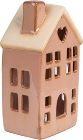 Hnedý porcelánový svietiaci domček - 8*6*15 cm