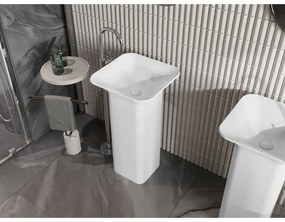 Mexen Ria, voľnestojace umývadlo z konglomerátu 45x45x83 cm, biela matná, 26584500