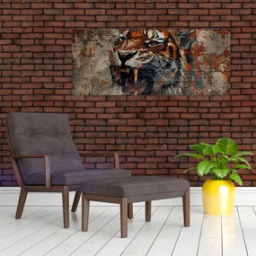 Obraz - Tiger z tehál (120x50 cm)
