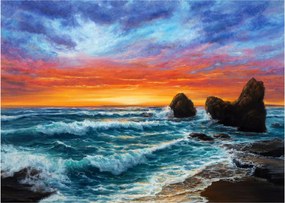 Sklenený obraz - Západ slnka (70x50 cm)