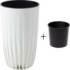 PLASTOVÝ KVETINÁČ STRIPPED ECO 51X30 CM BIELA