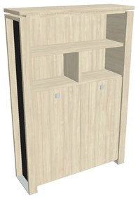 Vysoká šatníková skriňa Verno+ S 140 x 46 x 210 cm, s regálom, agát / čierna